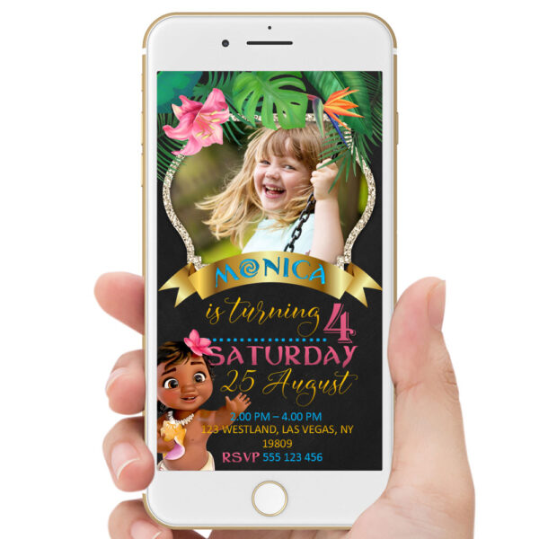 Baby Moana Electronic Invitation instant download Editable Baby Moana Party invite card for mobile Digital Baby Moana Birthday Invit\u0430tion