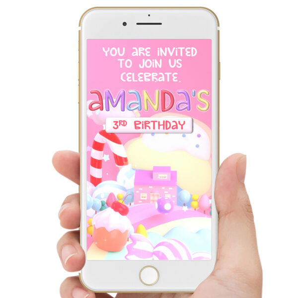 Sweet Candy Digital Birthday Video Invitation
