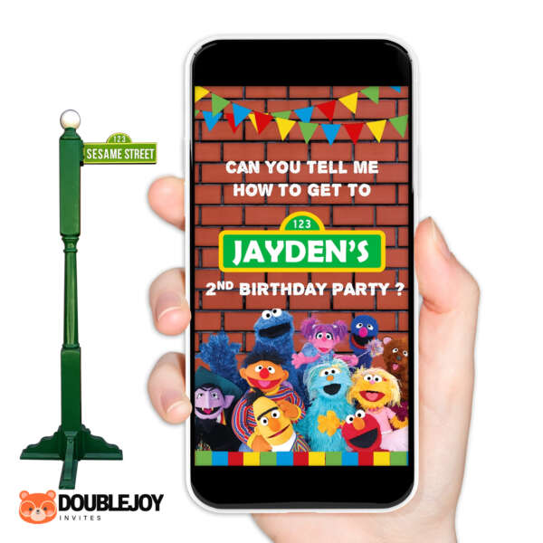 Sesame Street animated video birthday invitation with Can You Tell Me How to Get