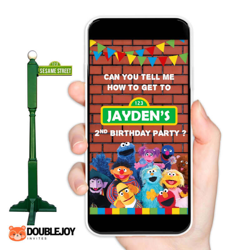 Sesame Street animated video birthday invitation with Can You Tell Me How to Get